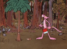 Screenshots from the 1968 DePatie Freleng cartoon Pink is a Many Splintered Thing
