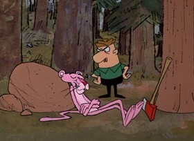 Screenshots from the 1968 DePatie Freleng cartoon Pink is a Many Splintered Thing