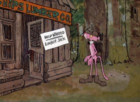 Screenshots from the 1968 DePatie Freleng cartoon Pink is a Many Splintered Thing