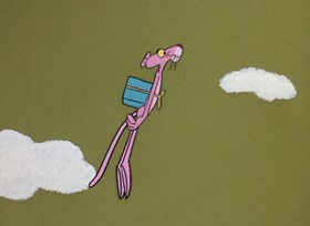 Screenshots from the 1968 DePatie Freleng cartoon The Pink Package Plot