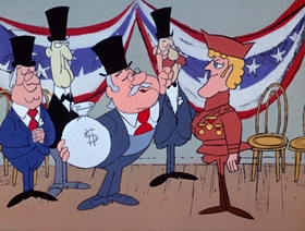 Screenshots from the 1968 DePatie Freleng cartoon Hawks and Doves