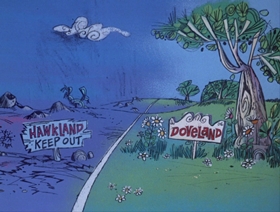 Screenshots from the 1968 DePatie Freleng cartoon Hawks and Doves