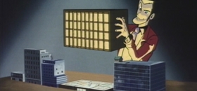 Screenshots from the 1969 TMS Entertainment cartoon Lupin III: Pilot Film