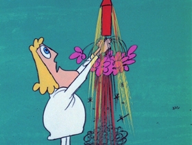 Screenshots from the 1969 DePatie Freleng cartoon Hurts and Flowers