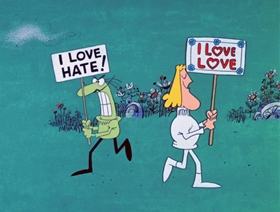 Screenshots from the 1969 DePatie Freleng cartoon Hurts and Flowers
