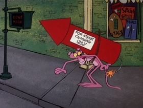 Screenshots from the 1969 DePatie Freleng cartoon Think Before You Pink