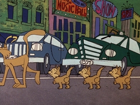 Screenshots from the 1969 DePatie Freleng cartoon Think Before You Pink