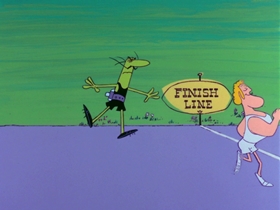 Screenshots from the 1969 DePatie Freleng cartoon Flying Feet