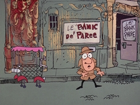 Screenshots from the 1969 DePatie Freleng cartoon Carte Blanched