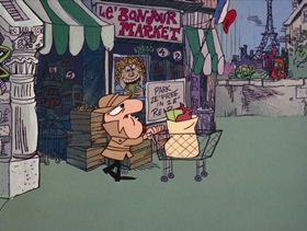Screenshots from the 1969 DePatie Freleng cartoon Carte Blanched
