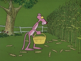 Screenshots from the 1969 DePatie Freleng cartoon Pink on the Cob
