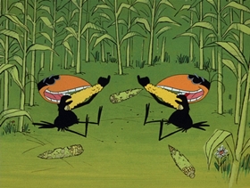 Screenshots from the 1969 DePatie Freleng cartoon Pink on the Cob