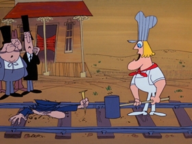 Screenshots from the 1969 DePatie Freleng cartoon The Deadwood Thunderball