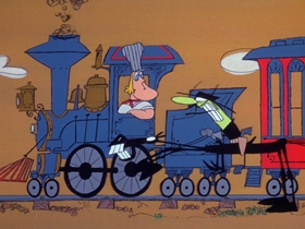 Screenshots from the 1969 DePatie Freleng cartoon The Deadwood Thunderball