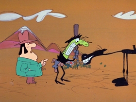 Screenshots from the 1969 DePatie Freleng cartoon The Deadwood Thunderball
