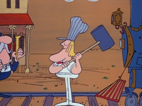 Screenshots from the 1969 DePatie Freleng cartoon The Deadwood Thunderball