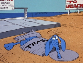 Screenshots from the 1969 DePatie Freleng cartoon Dune Bug