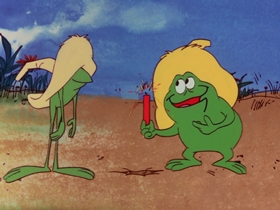 Screenshots from the 1969 DePatie Freleng cartoon A Pair of Greenbacks
