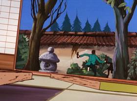 Screenshots from the 1971 TMS Entertainment cartoon The Coming of Goemon the Thirteenth