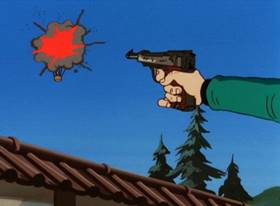 Screenshots from the 1971 TMS Entertainment cartoon The Coming of Goemon the Thirteenth