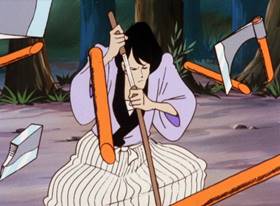 Screenshots from the 1971 TMS Entertainment cartoon The Coming of Goemon the Thirteenth