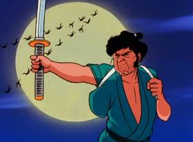 Screenshots from the 1971 TMS Entertainment cartoon The Coming of Goemon the Thirteenth