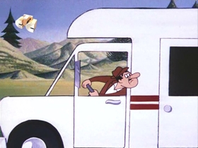 Screenshots from the 1971 Walter Lantz cartoon Kitty From the City