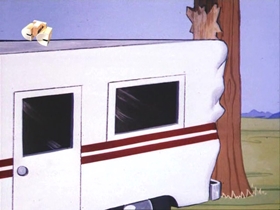 Screenshots from the 1971 Walter Lantz cartoon Kitty From the City