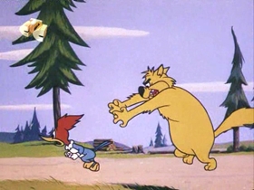 Screenshots from the 1971 Walter Lantz cartoon Kitty From the City