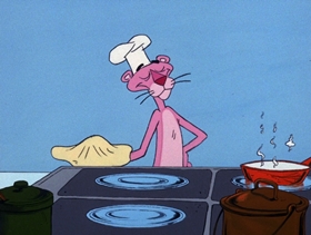 Screenshots from the 1971 DePatie Freleng cartoon Pink Blue Plate