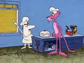 Screenshots from the 1971 DePatie Freleng cartoon Pink Blue Plate