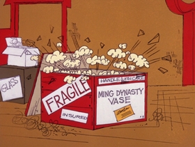 Screenshots from the 1971 DePatie Freleng cartoon Gong with the Pink