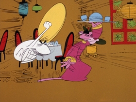 Screenshots from the 1971 DePatie Freleng cartoon Gong with the Pink