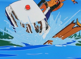 Screenshots from the 1972 TMS Entertainment cartoon When the Seventh Bridge Falls