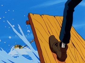 Screenshots from the 1972 TMS Entertainment cartoon When the Seventh Bridge Falls