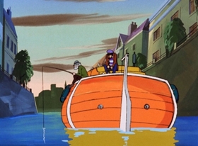 Screenshots from the 1972 TMS Entertainment cartoon When the Seventh Bridge Falls
