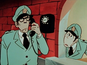 Screenshots from the 1972 TMS Entertainment cartoon Lupin Caught in a Trap
