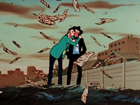 Screenshots from the 1972 TMS Entertainment cartoon Lupin Caught in a Trap