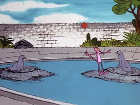 Screenshots from the 1972 DePatie Freleng cartoon Pink 8 Ball