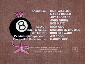 Screenshots from the 1972 DePatie Freleng cartoon Pink 8 Ball
