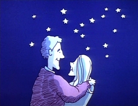 Screenshots from the 1973 Focus Design, Inc. cartoon Three Is a Magic Number