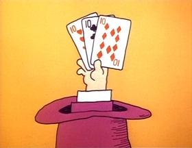 Screenshots from the 1973 Focus Design, Inc. cartoon Three Is a Magic Number