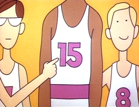 Screenshots from the 1973 Focus Design, Inc. cartoon Three Is a Magic Number