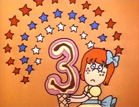 Screenshots from the 1973 Focus Design, Inc. cartoon Three Is a Magic Number