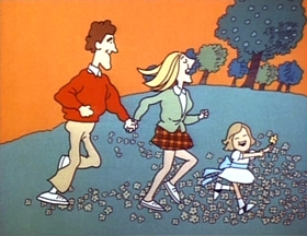 Screenshots from the 1973 Focus Design, Inc. cartoon Three Is a Magic Number