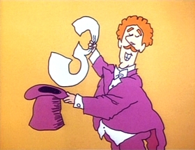 Screenshots from the 1973 Focus Design, Inc. cartoon Three Is a Magic Number