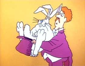 Screenshots from the 1973 Focus Design, Inc. cartoon Three Is a Magic Number