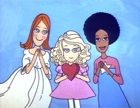 Screenshots from the 1973 Focus Design, Inc. cartoon Three Is a Magic Number