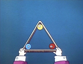 Screenshots from the 1973 Focus Design, Inc. cartoon Three Is a Magic Number