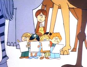 Screenshots from the 1973 Focus Design, Inc. cartoon The Four-Legged Zoo